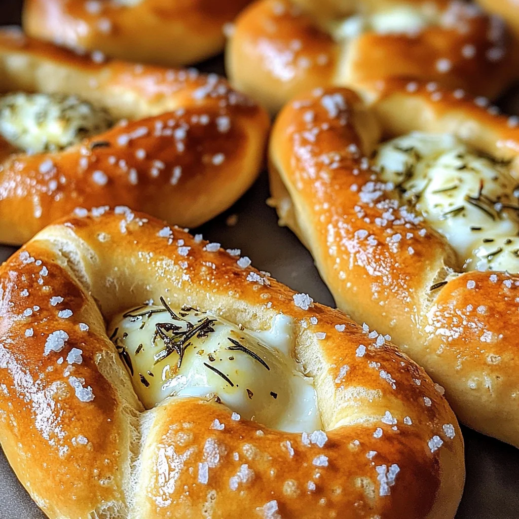 Rosemary Parmesan Pretzels with Mozzarella Filling