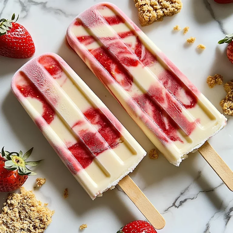 Strawberry Swirl Cheesecake Ice Pops