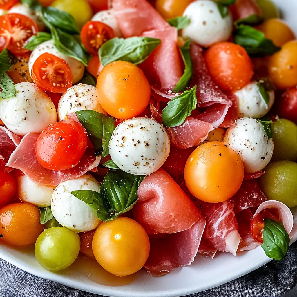 Caprese Melon Salad with Prosciutto and Mozzarella