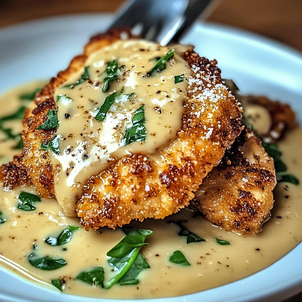 Crispy Parmesan Chicken with a Rich Garlic Sauce - Easy Dinner Idea