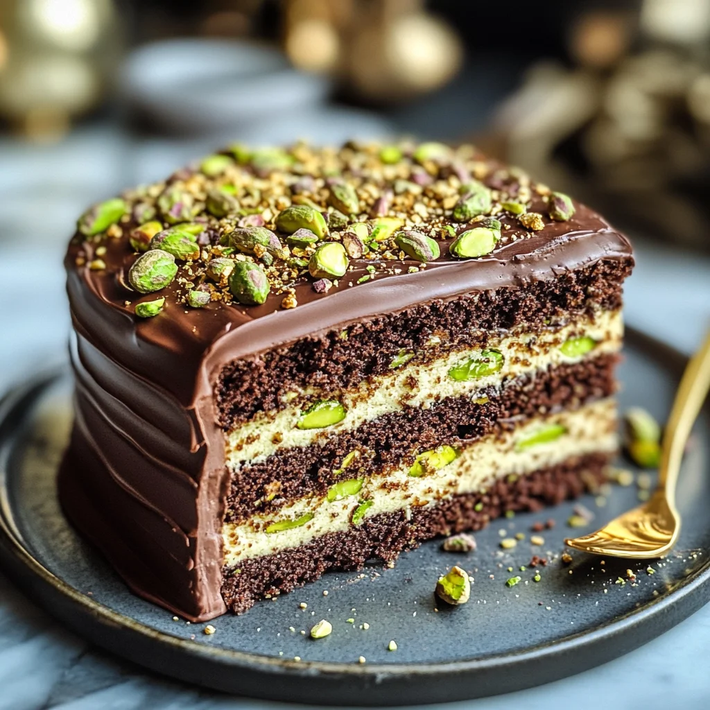 Dubai Chocolate Pistachio Bar Cake