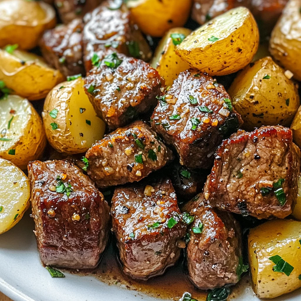 Garlic Steak Bites and Potatoes