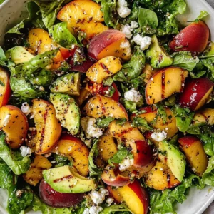 Grilled Peach Salad with Basil Vinaigrette