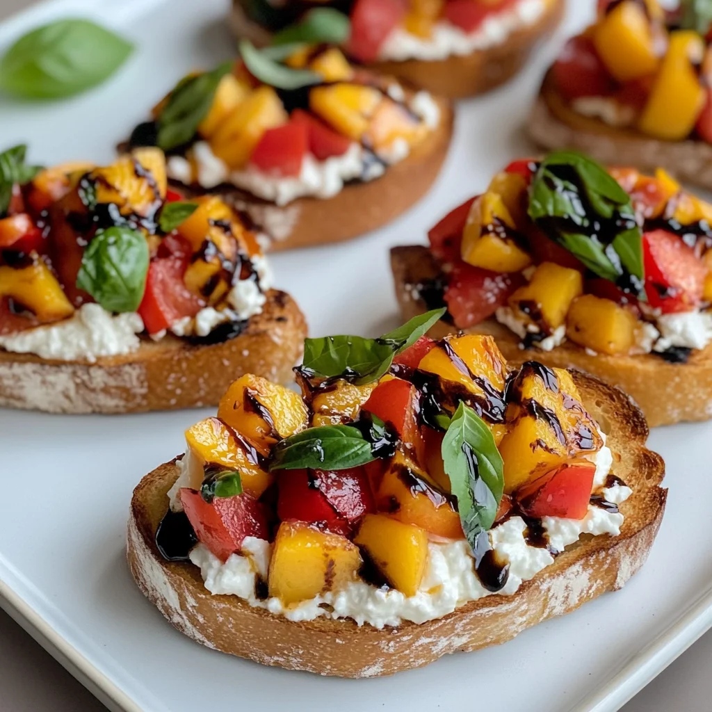 Quick Peach Bruschetta with Whipped Ricotta