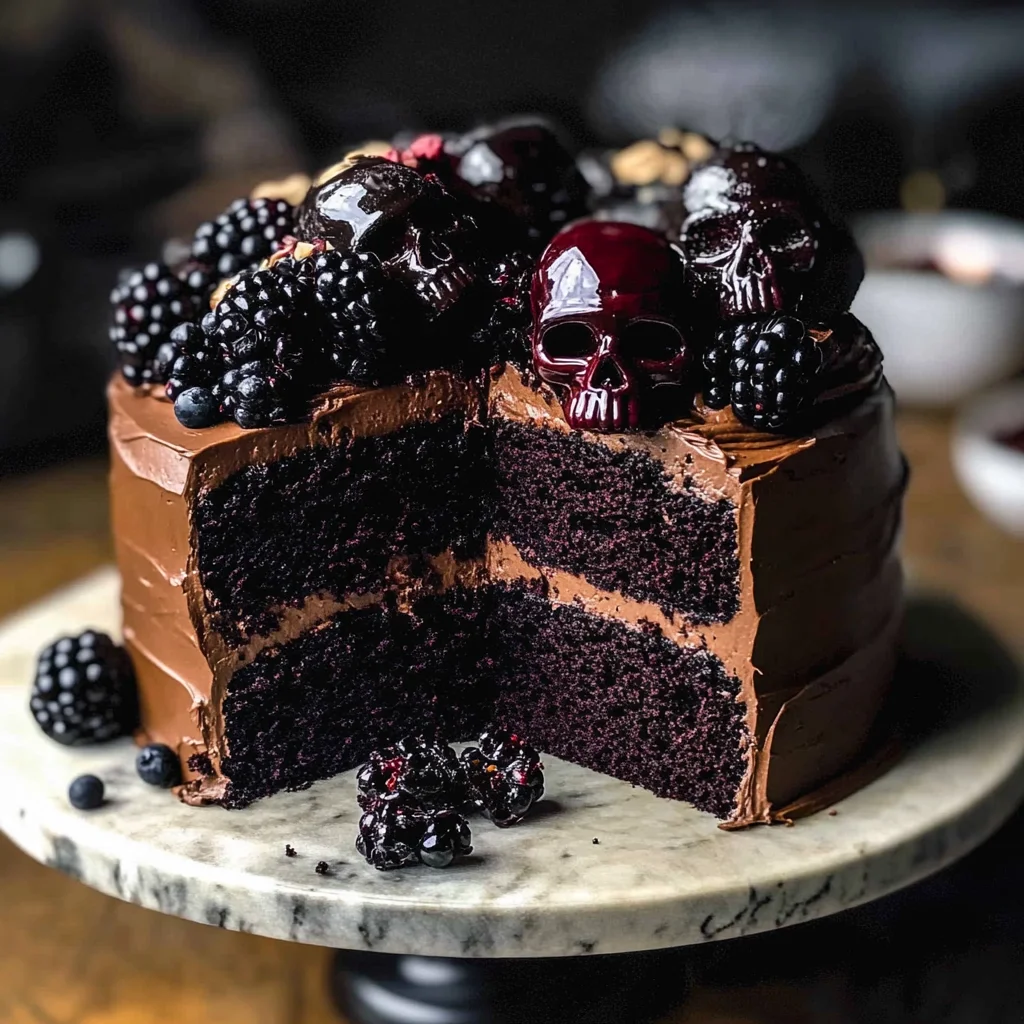 Spooky Black Velvet Halloween Cake