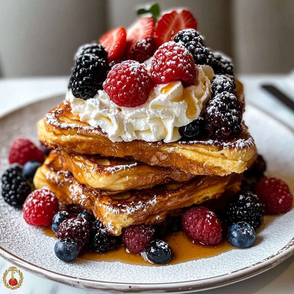 Brioche French Toast Topped with Berries and Whipped Cream