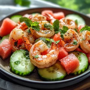 Delicious Honey Garlic Shrimp Watermelon Salad Recipe