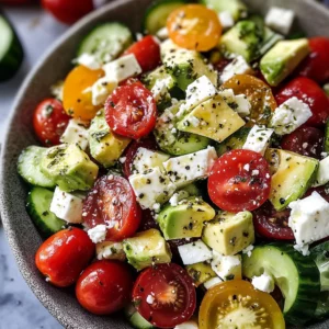 Easy Avocado & Feta Greek Salad
