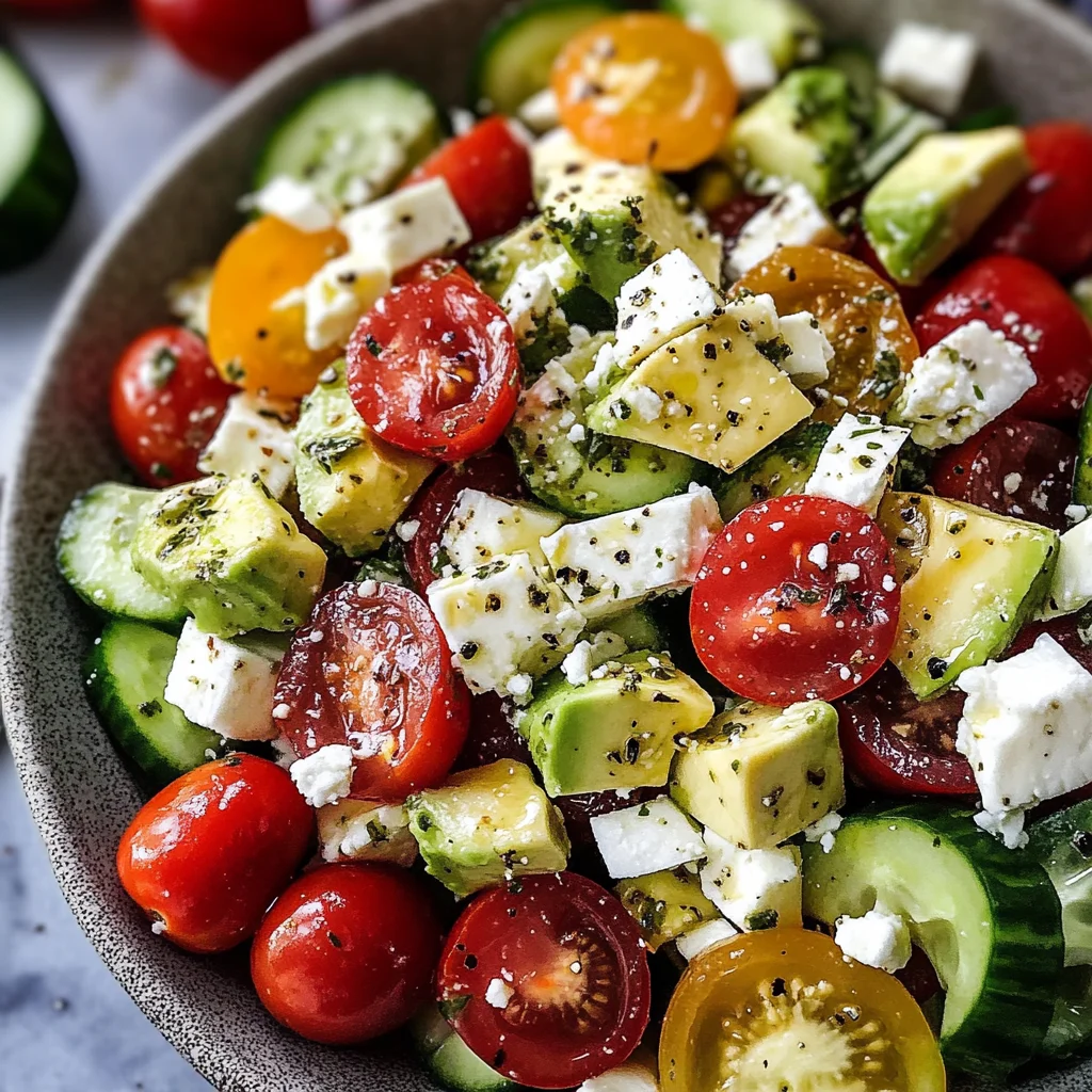 Easy Avocado & Feta Greek Salad