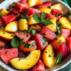 Easy Summer Peach Watermelon Salad