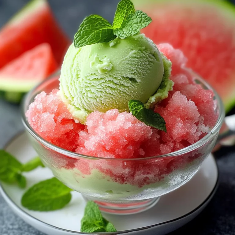 Fresh Mint Ice Cream with Salted Watermelon Granita