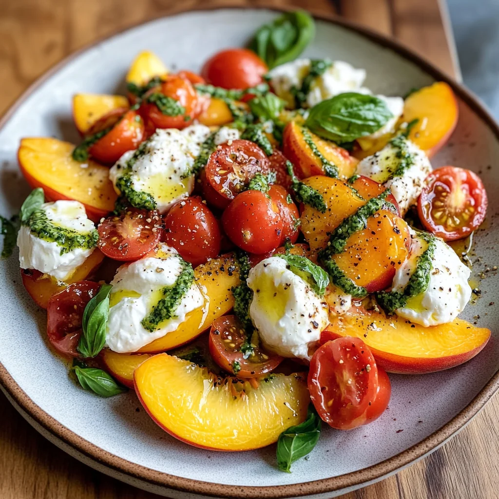 Peach Burrata Salad With Champagne Vinaigrette
