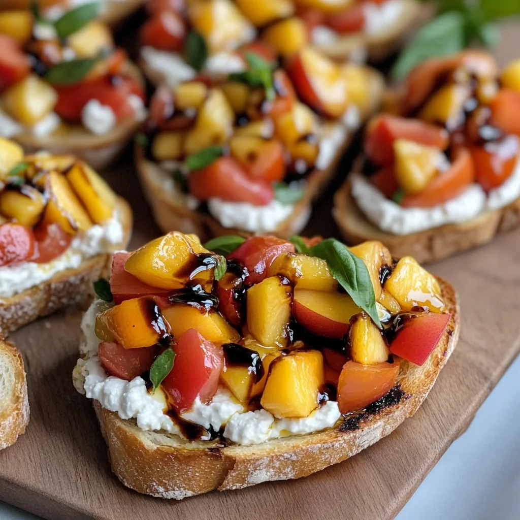 Quick Peach Bruschetta with Whipped Ricotta