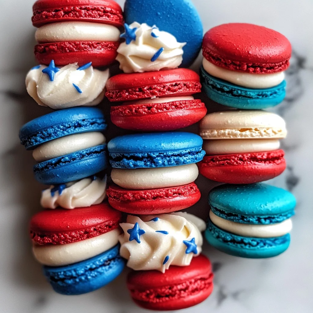 Red White and Blue Macarons