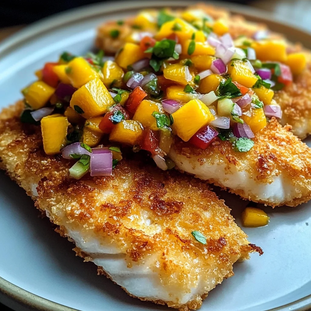 Coconut Crusted Fish with Mango Salsa