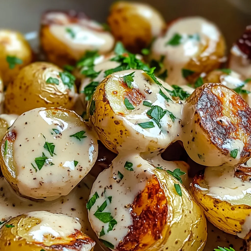 Creamy Garlic Baby Potatoes