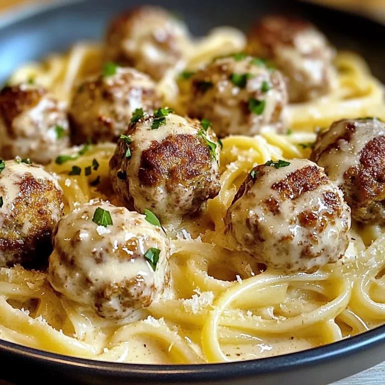 Garlic Butter Meatballs : Creamy Linguine Delight