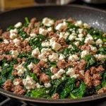 Ground Beef and Spinach Skillet with Feta