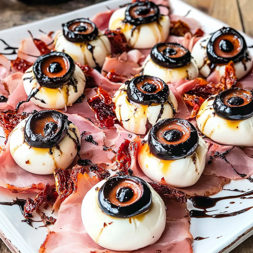 Halloween Antipasto Eyeballs Appetizer