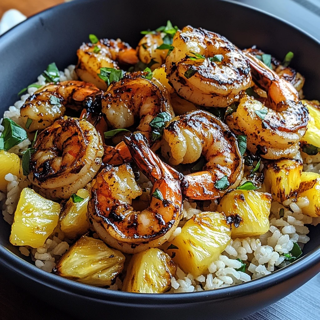 Jerk Shrimp & Pineapple Basil Rice