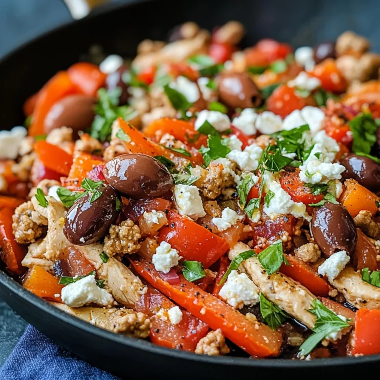 Mediterranean Keto Ground Chicken Skillet with Olives and Feta