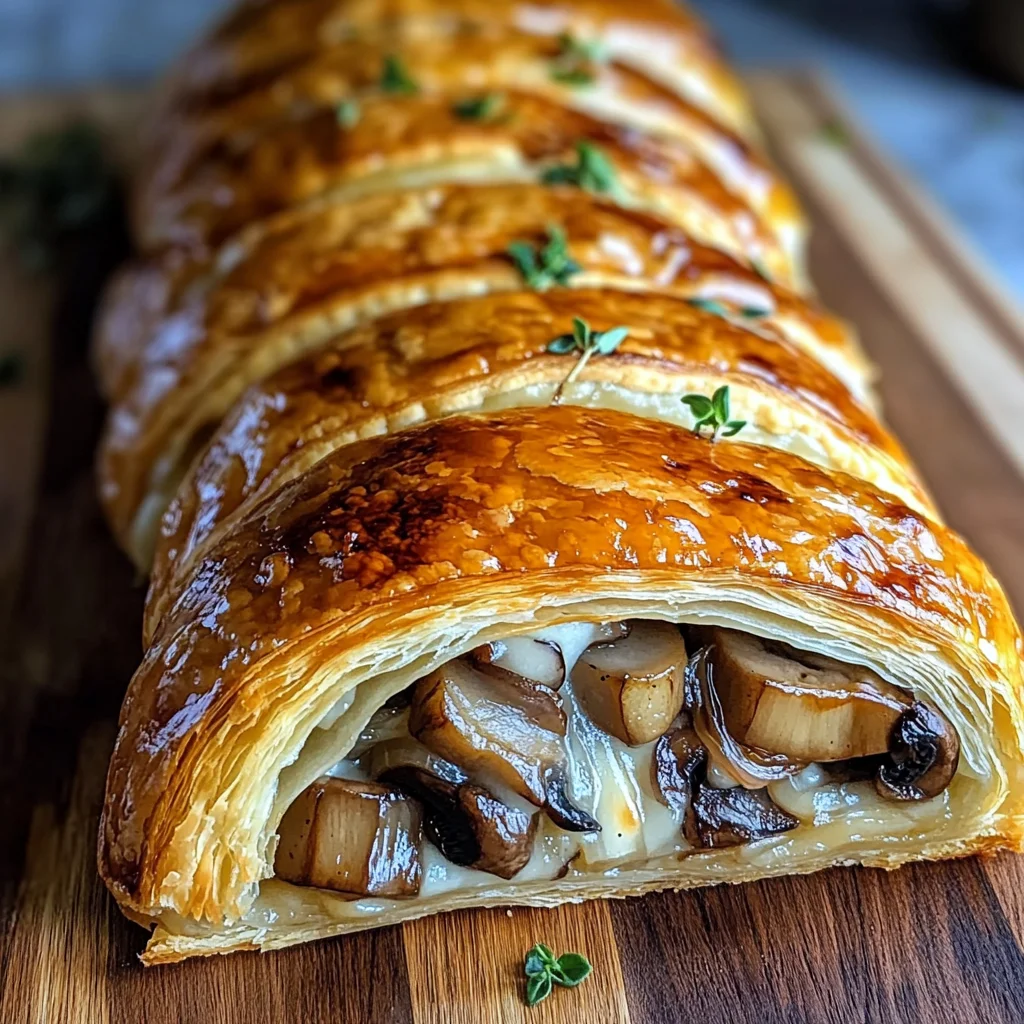 Savory Mushroom & Gruyère Puff Pastry Braid