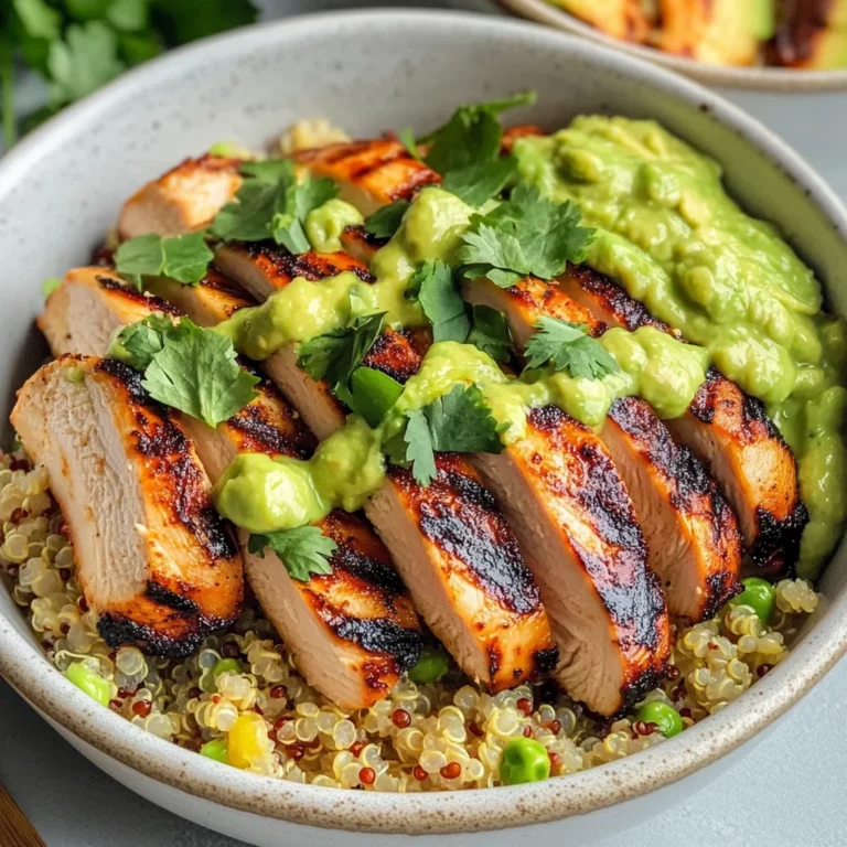 Grilled Chicken Quinoa Bowls with Avocado Sauce Delight!