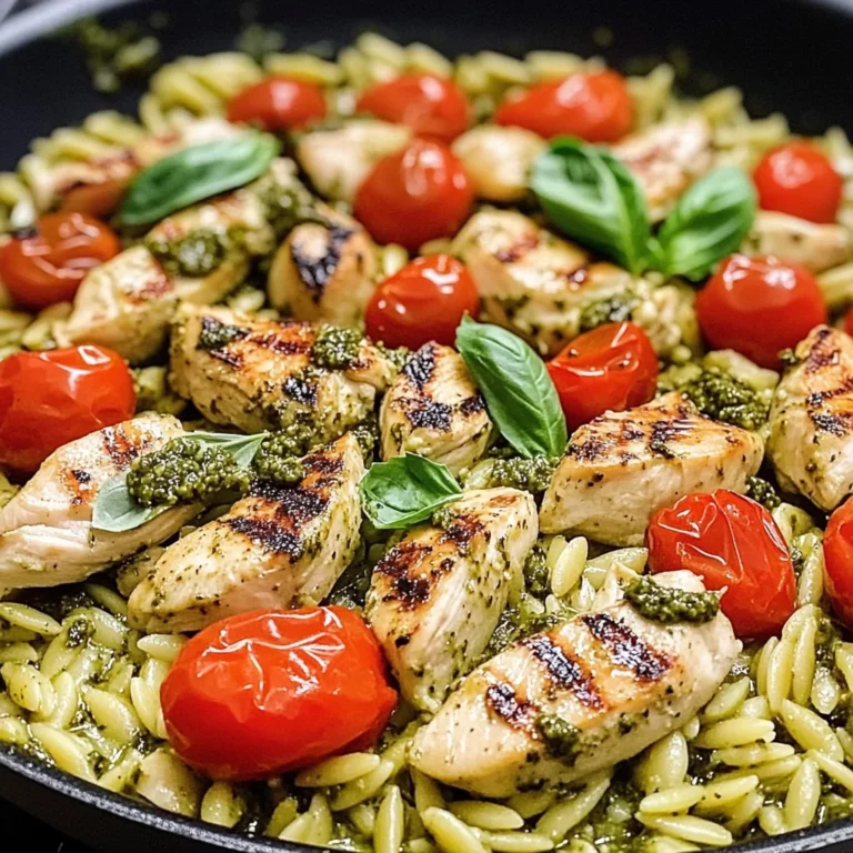 One Pan Chicken & Pesto Orzo