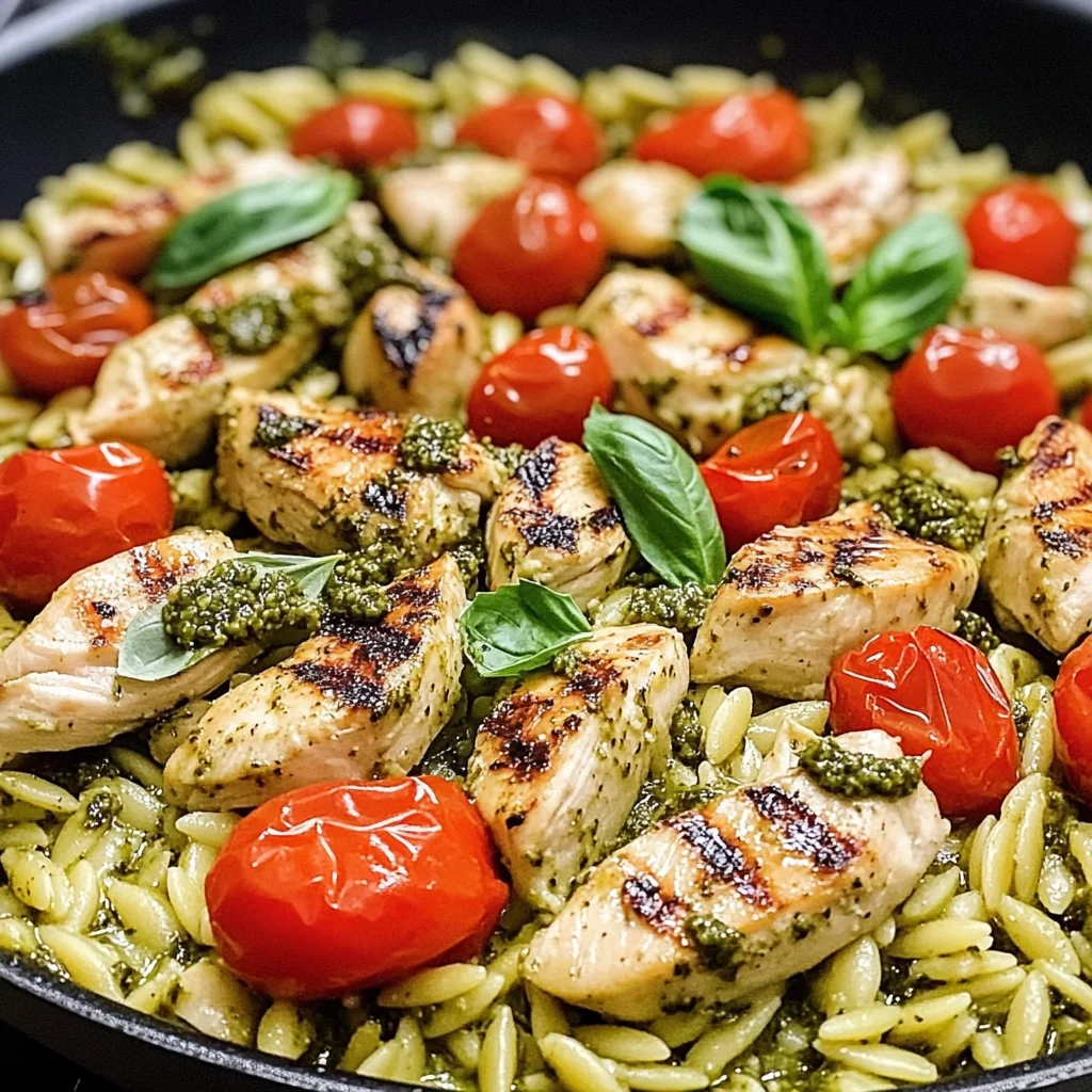 One Pan Chicken & Pesto Orzo