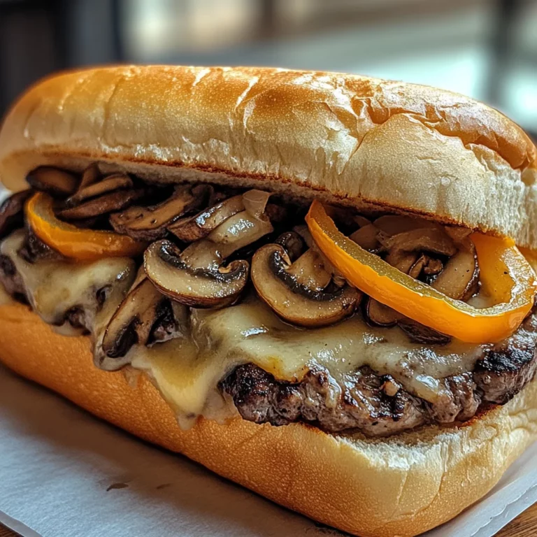 Philly Cheese Steak Sandwich with Mushrooms