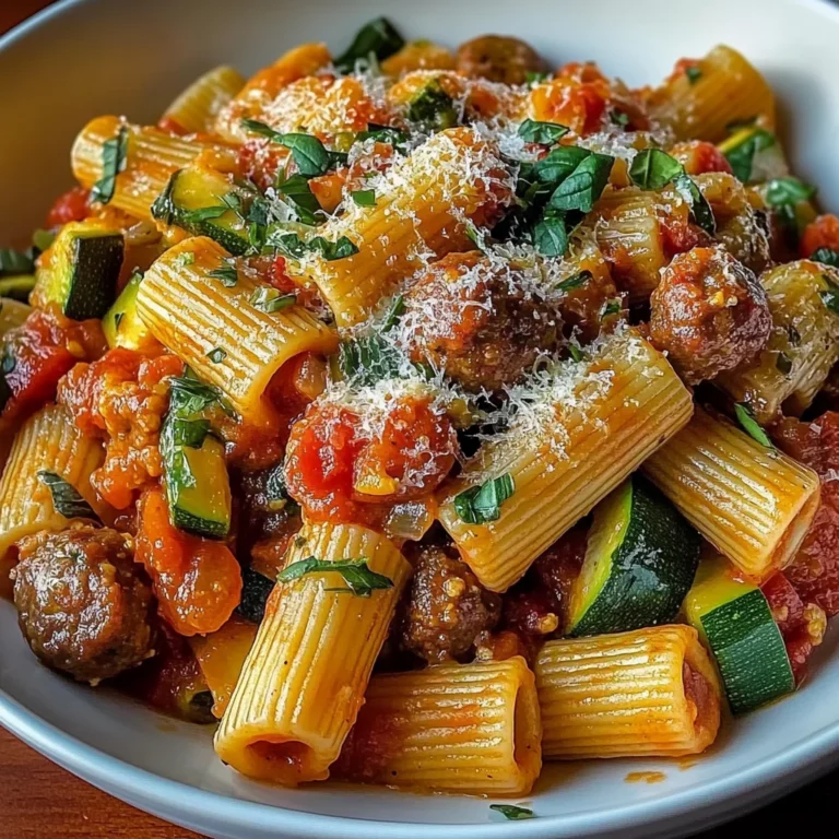 Rigatoni with Sausage, Tomatoes, and Zucchini
