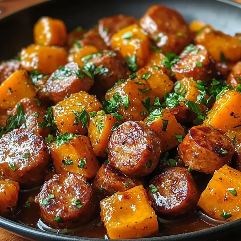 Sausage and Sweet Potatoes with Honey Garlic Sauce