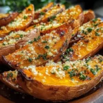 Garlic Parmesan Sweet Potato Wedges