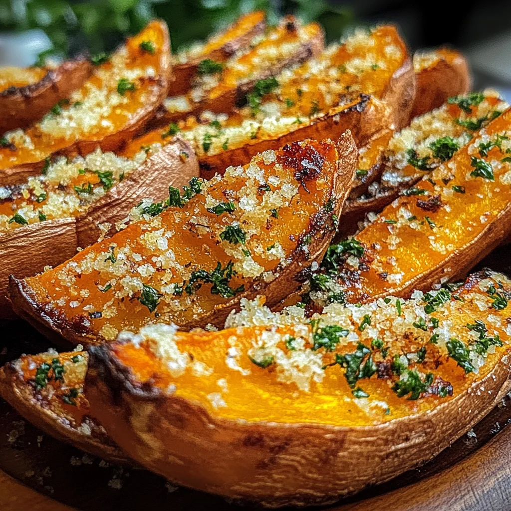 Garlic Parmesan Sweet Potato Wedges