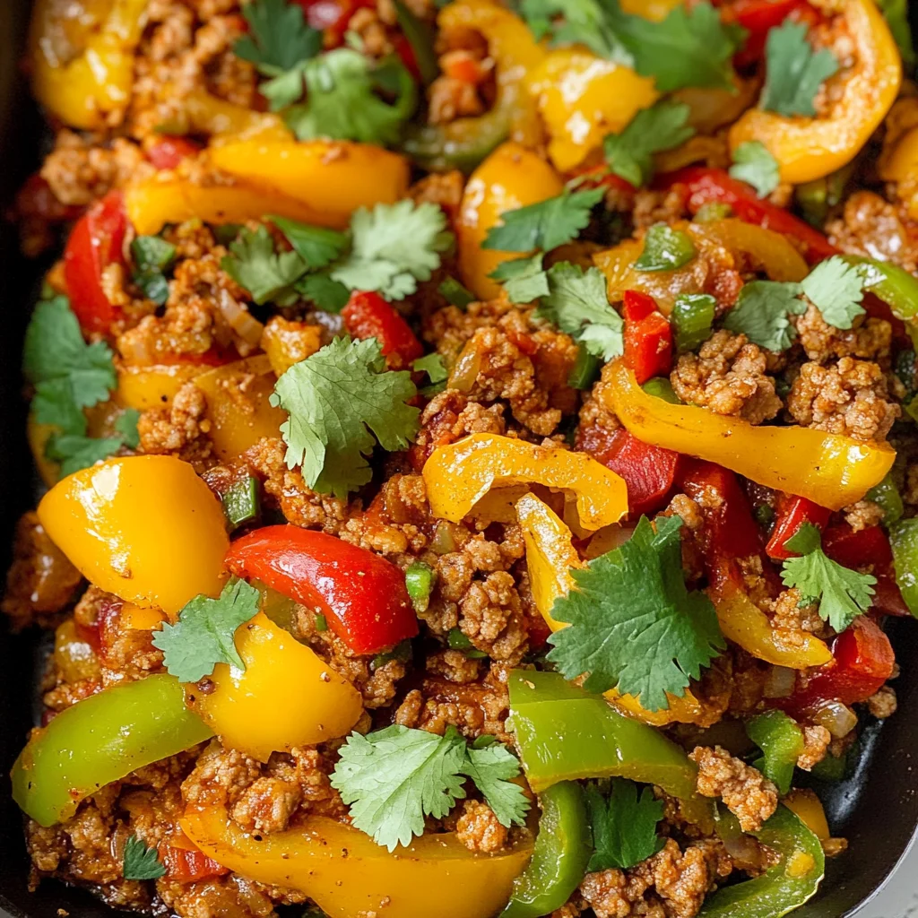 Ground turkey and peppers