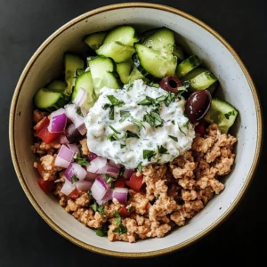Healthy Greek Ground Chicken Bowls