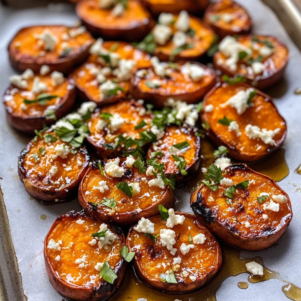 Roasted Sweet Potato Rounds with Honey & Feta