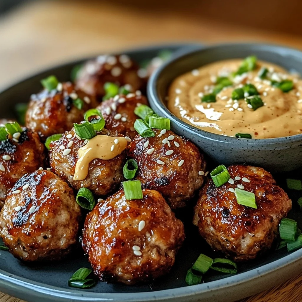 The Best Korean BBQ Meatballs with Spicy Mayo Dip