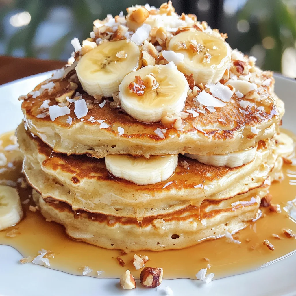 Toasted Coconut Macadamia Pancakes with Coconut Syrup