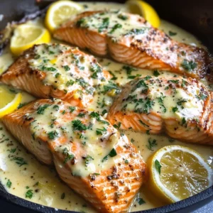 Baked Salmon with Lemon Butter Cream Sauce
