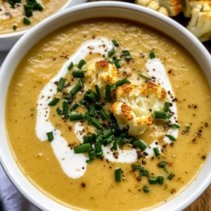 Creamy Cheddar Cauliflower & Roasted Garlic Soup Recipe