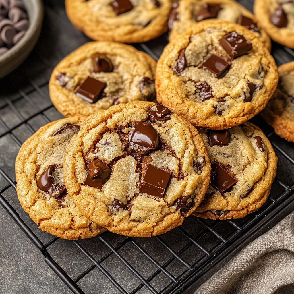 Gooey Bourbon Browned Butter Chocolate Chip Cookies