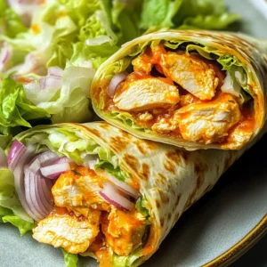 Healthier Buffalo Chicken Caesar Wraps