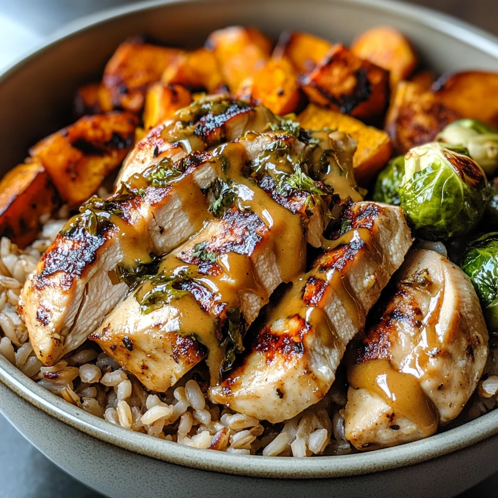 Maple Dijon Chicken & Roasted Sweet Potato Bowls