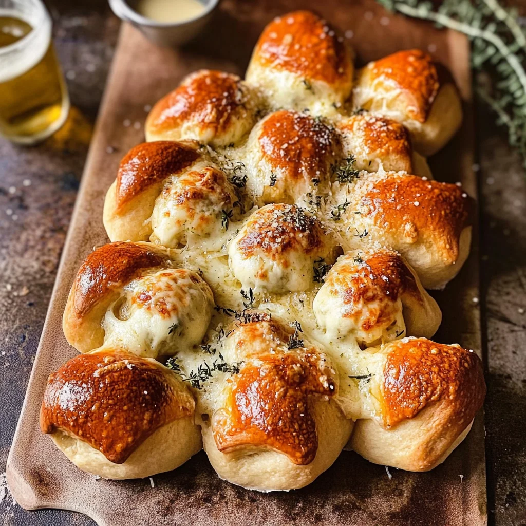 Pull-Apart Cheesy Garlic Christmas Tree Bread Recipe