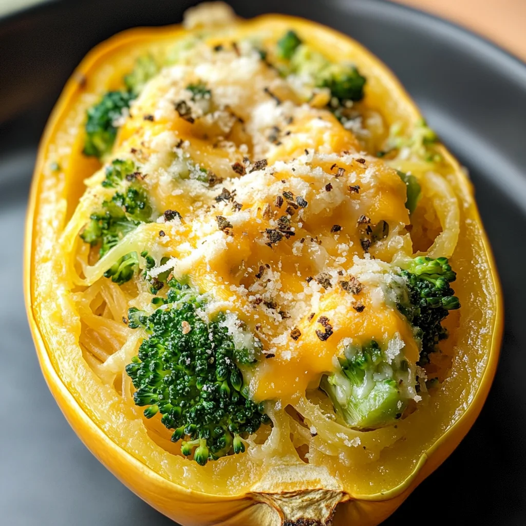 Cheesy Broccoli Spaghetti Squash