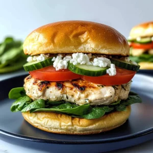 Chicken Burger with Feta Cheese and Spinach