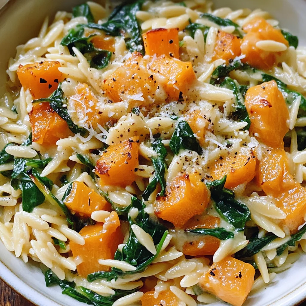 Creamy Orzo with Roasted Butternut Squash and Spinach