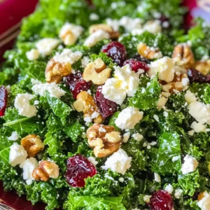 Kale Salad with Cranberry, Walnut and Feta