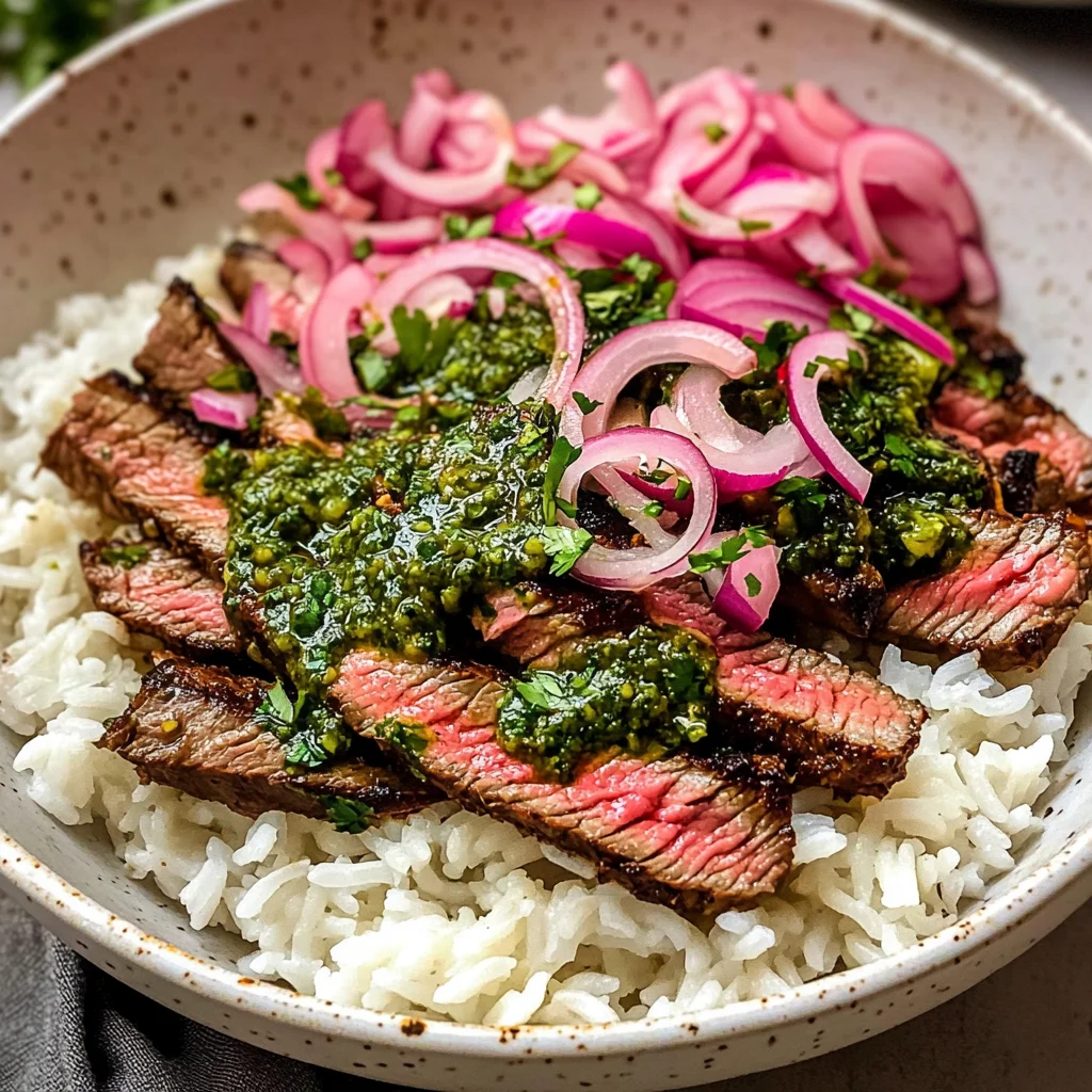 Skirt Steak Rice Bowls with Chimichurri Sauce